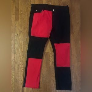 Boutique style trending Men’s Black & Red jeans nwot  42/40